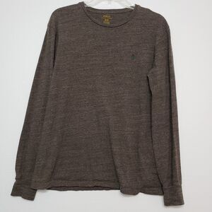 Polo Ralph Lauren Men's Brown Long Sleeve Crew Neck Pullover Shirt, Size Medium